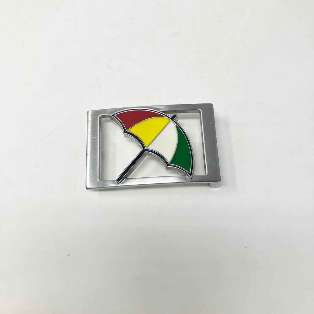 Arnold Palmer BayHill Belt Buckle Mens Silver Multicolor Umbrella Logo Golf